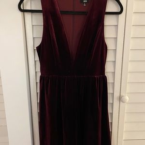 Deep V-Neck Velvet Dress